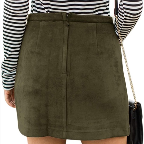 Faux Suede Olive Skirt - Picture 6 of 6